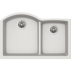 ELKAY Elkay ELXHU3322RRT0 Quartz Luxe 33 x 22 x 10 in. Offset 60/40 Double Bowl Undermount Kitchen Sink with Aqua Divide No Hole