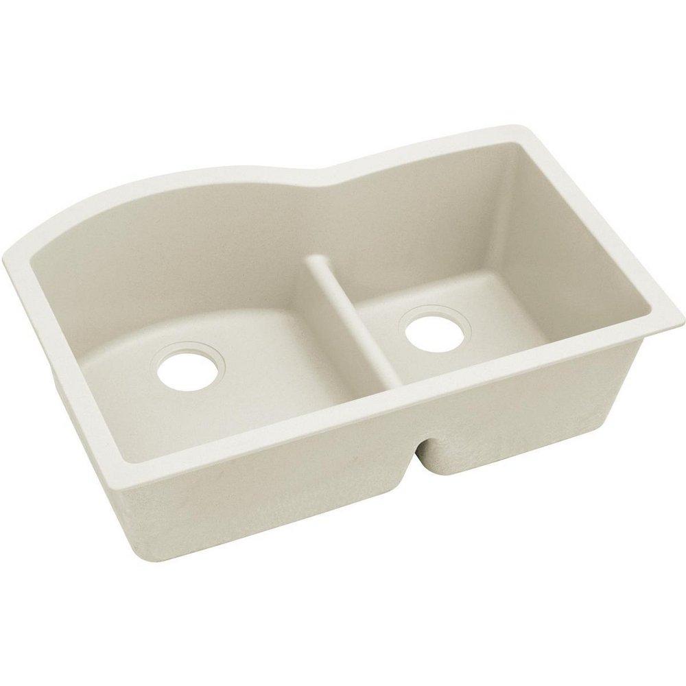 ELKAY Elkay ELXHU3322RRT0 Quartz Luxe 33 x 22 x 10 in. Offset 60/40 Double Bowl Undermount Kitchen Sink with Aqua Divide No Hole