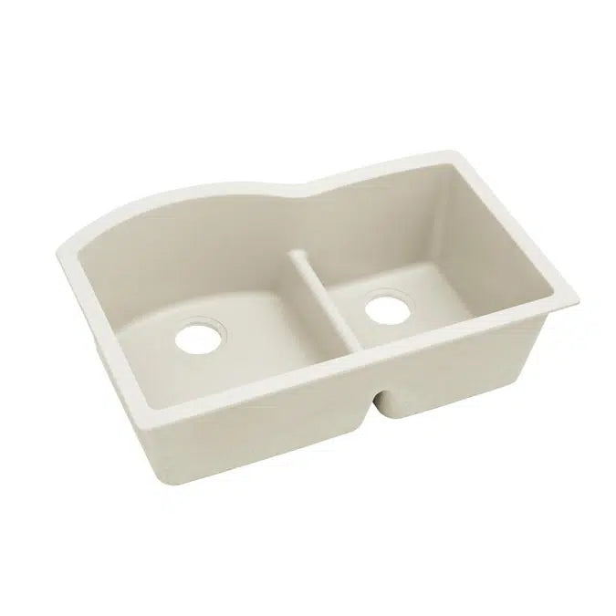 ELKAY Elkay ELXHU3322RRT0 Quartz Luxe 33 x 22 x 10 in. Offset 60/40 Double Bowl Undermount Kitchen Sink with Aqua Divide No Hole