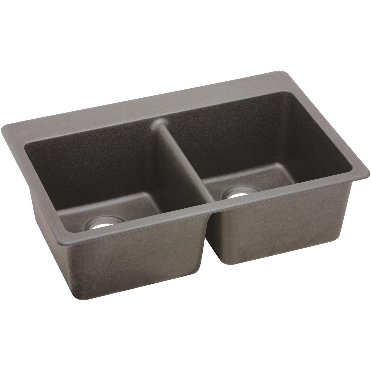 ELKAY Elkay ELG3322GR0 Drop-In Double Bowl Sink with E-Granite Construction 33 x 22 Inch 9 1/2 Inch Depth