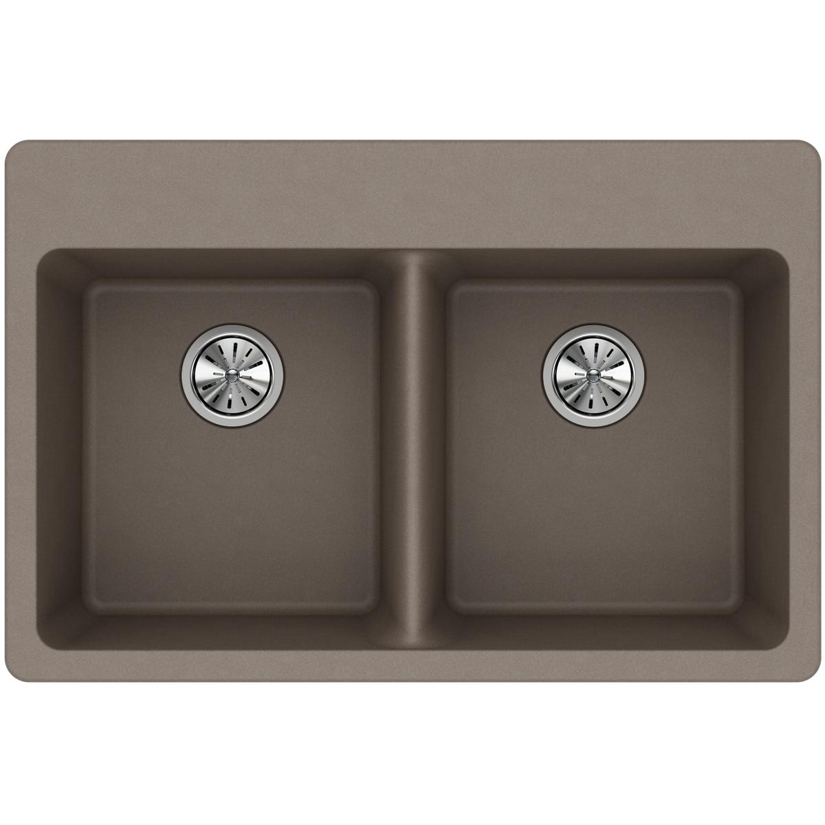 ELKAY Elkay ELG3322GR0 Drop-In Double Bowl Sink with E-Granite Construction 33 x 22 Inch 9 1/2 Inch Depth