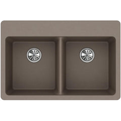 ELKAY Elkay ELG3322GR0 Drop-In Double Bowl Sink with E-Granite Construction 33 x 22 Inch 9 1/2 Inch Depth