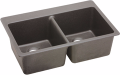 ELKAY Elkay ELG3322GR0 Drop-In Double Bowl Sink with E-Granite Construction 33 x 22 Inch 9 1/2 Inch Depth