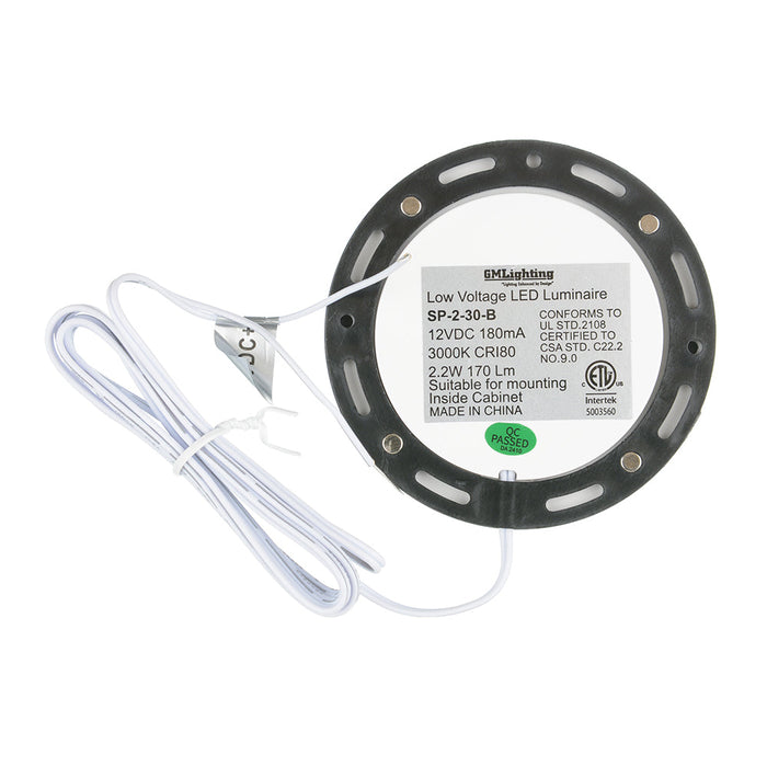 GM LIGHTING Gm Lighting SP-2-30-B Surface/Recess Mount LED Slim Puck 2.2W 3 Inch Diameter