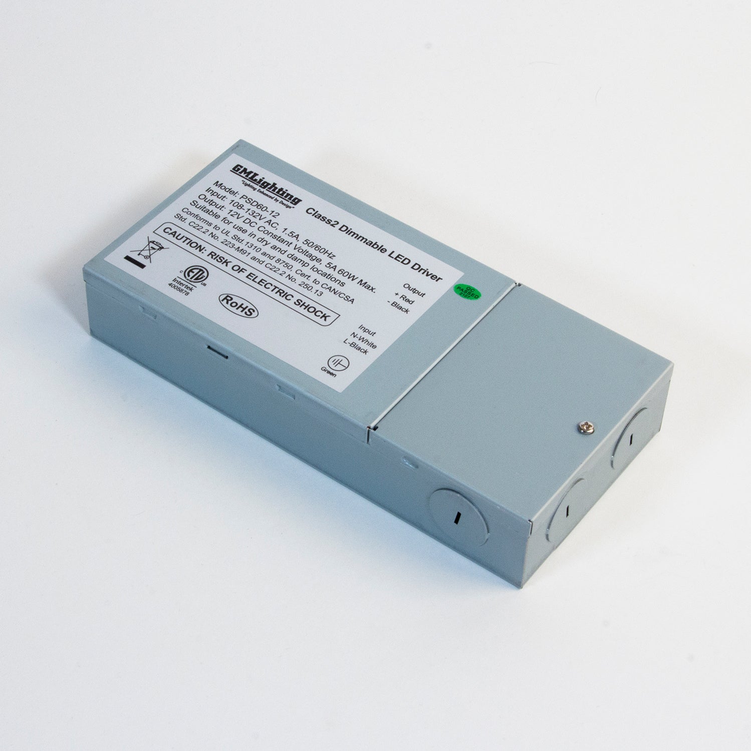GM LIGHTING Gm Lighting PSD60-12 12VDC dimmable class 2 constant voltage electronic LED power supply 60W