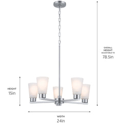 KICHLER Kichler 52436NI Stamos 24 inch 5 light chandelier 60 W