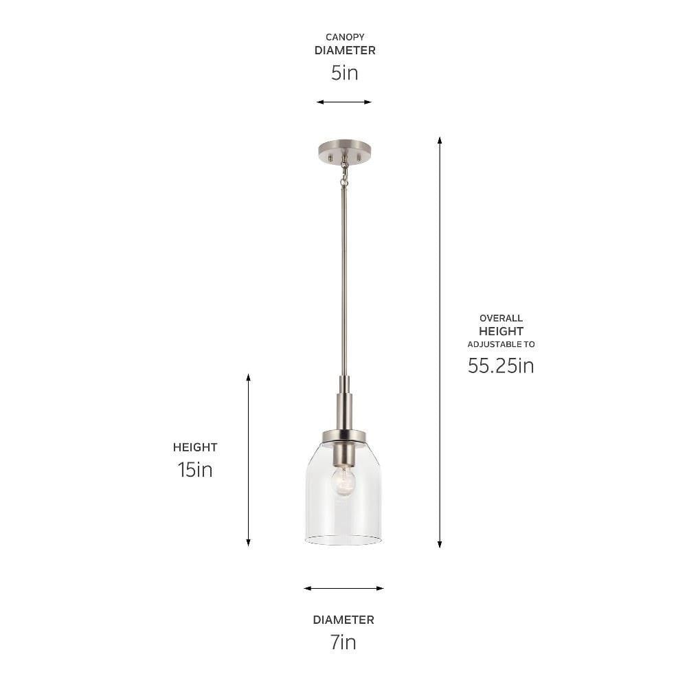 KICHLER Kichler 52725BK Madden 1 Light Small Pendant 75 Watts 7 Inch W 15 Inch H
