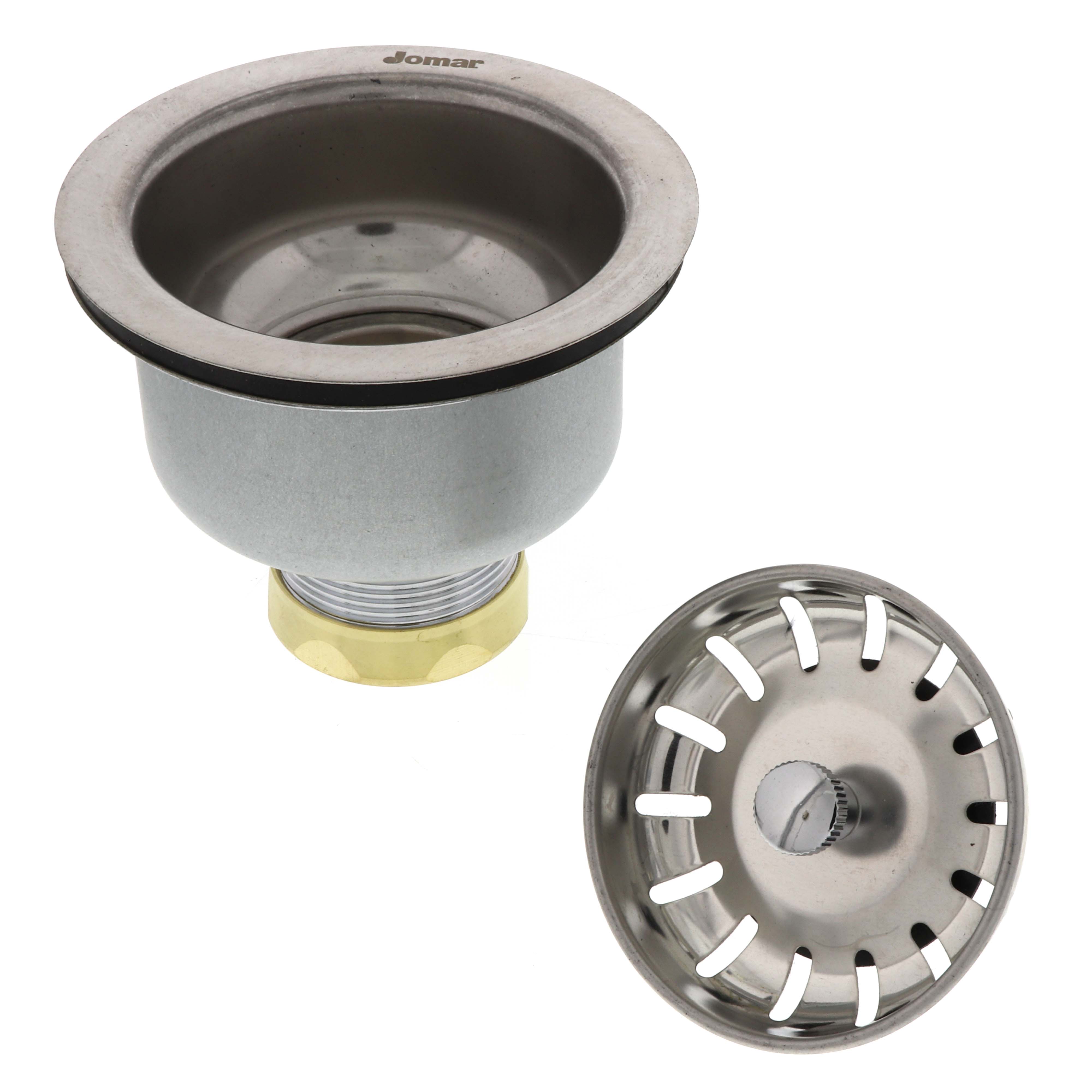 JOMAR Jomar 300-023CLAM Chrome Plated Brass or 300 Grade Brushed Stainless Steel Sink Strainer BS-325B