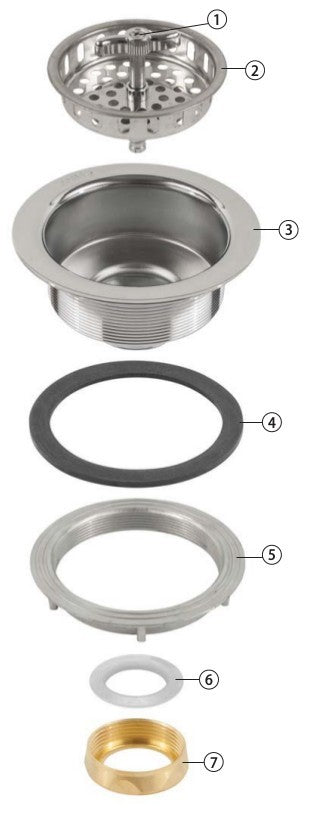 JOMAR Jomar 300-023CLAM Chrome Plated Brass or 300 Grade Brushed Stainless Steel Sink Strainer BS-325B