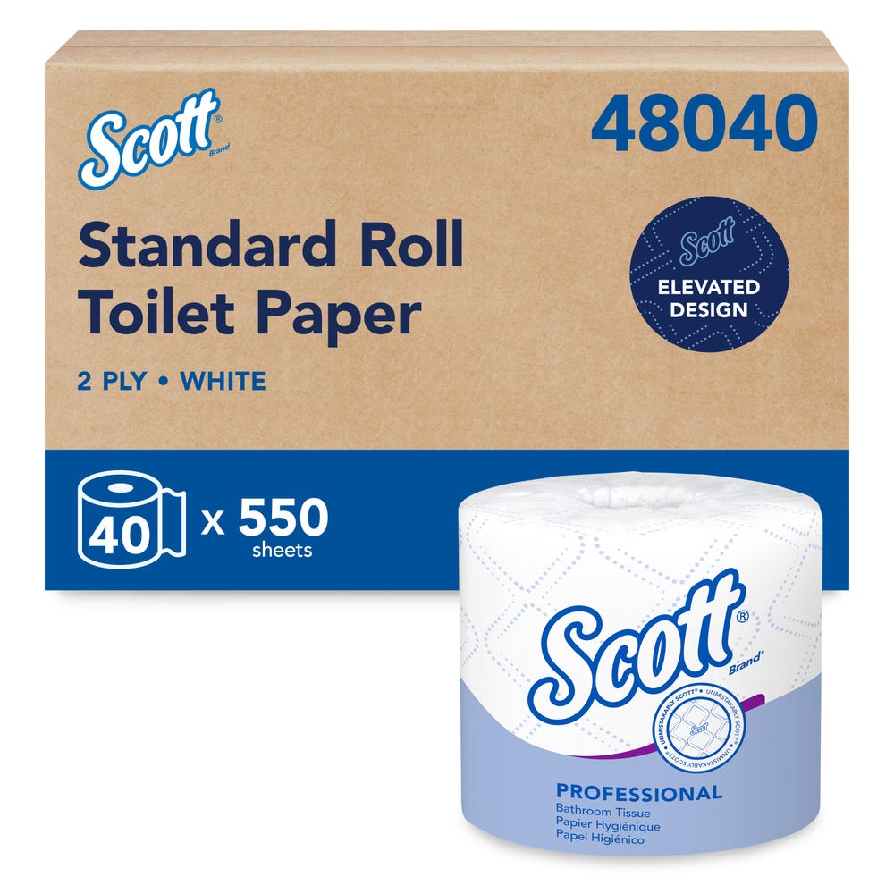 KIMBERLY-CLARK Kimberly-Clark 48040 Scott Standard Roll Toilet Paper 550 Sheets Per Roll, 40 Rolls Per Case