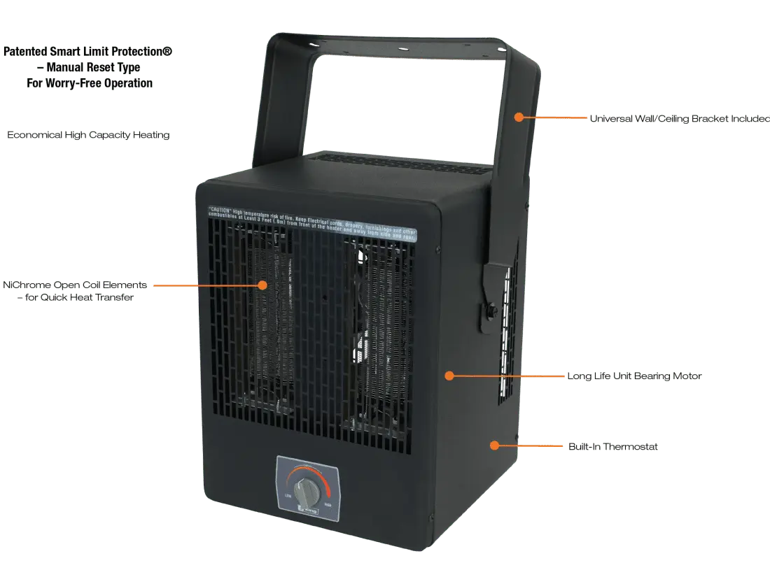 KING ELECTRIC King Electric EKB2450TB Garage Heater 240V 5000W with Thermostat & Bracket