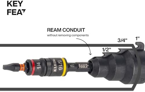KLEIN TOOLS Klein Tools 85191HD Impact-Rated Flip Socket Conduit Reamer Driver 1/2-Inch, 3/4-Inch, 1-Inch