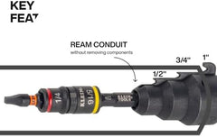 KLEIN TOOLS Klein Tools 85191HD Impact-Rated Flip Socket Conduit Reamer Driver 1/2-Inch, 3/4-Inch, 1-Inch