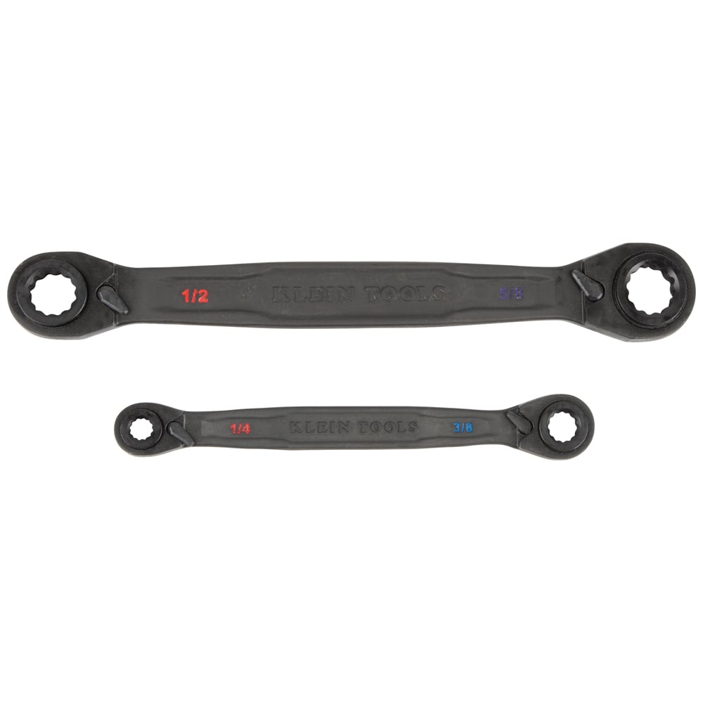 KLEIN TOOLS Klein Tools 68216 4-in-1 Ratcheting Wrench Set, 2 Pc SAE