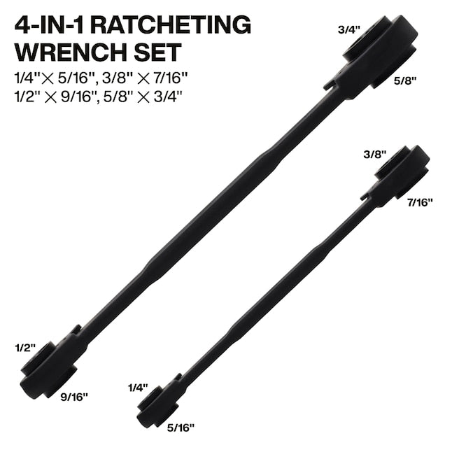 KLEIN TOOLS Klein Tools 68216 4-in-1 Ratcheting Wrench Set, 2 Pc SAE