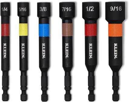 KLEIN TOOLS Klein Tools 32946S Magnetic Power Nut Setters 4-inch shaft 6-piece