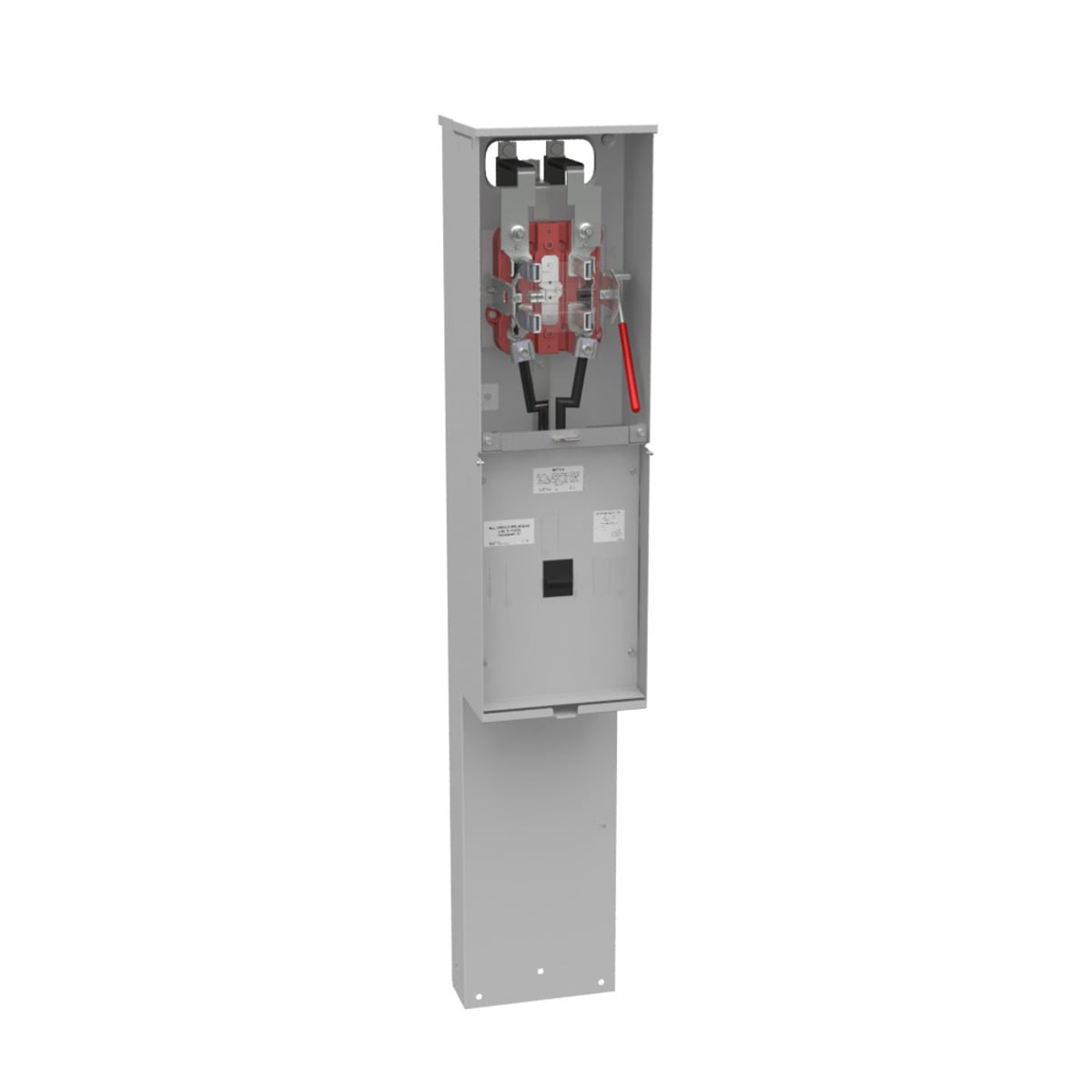 MILBANK Milbank U4322-O-200MB-5T9 5 Term, Ringless, Plain Top, Lever Bypass, 1-200 Amp, Main Breaker, 5th Term 9 Oclock Position, Single Pedestal Direct Bury