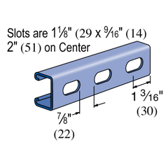POWER-STRUT Power-Strut P4100T 10PG Strut Channel 14 Gauge 1-5/8 inchesx 13/16 inches 10 ft
