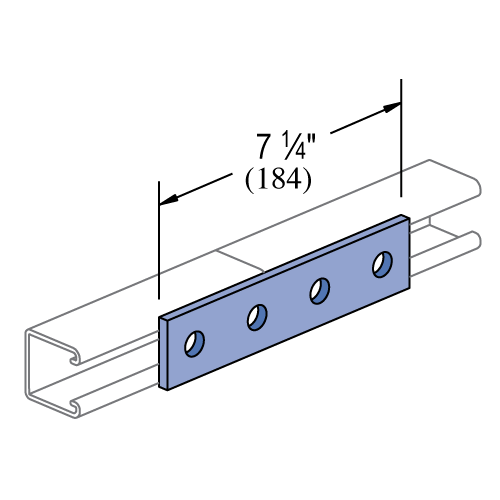 POWER-STRUT Power-Strut P1067 EG 4-hole flat plate fitting 7-1/4 inchesx 1/4 inchesx 1-5/8 inches