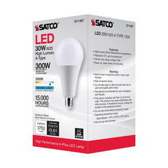 SATCO Satco S11467 30watt LED lamp, A25, 5000K, medium base, non dimmable, 120 volts 30A25/LED/850/120V/ND