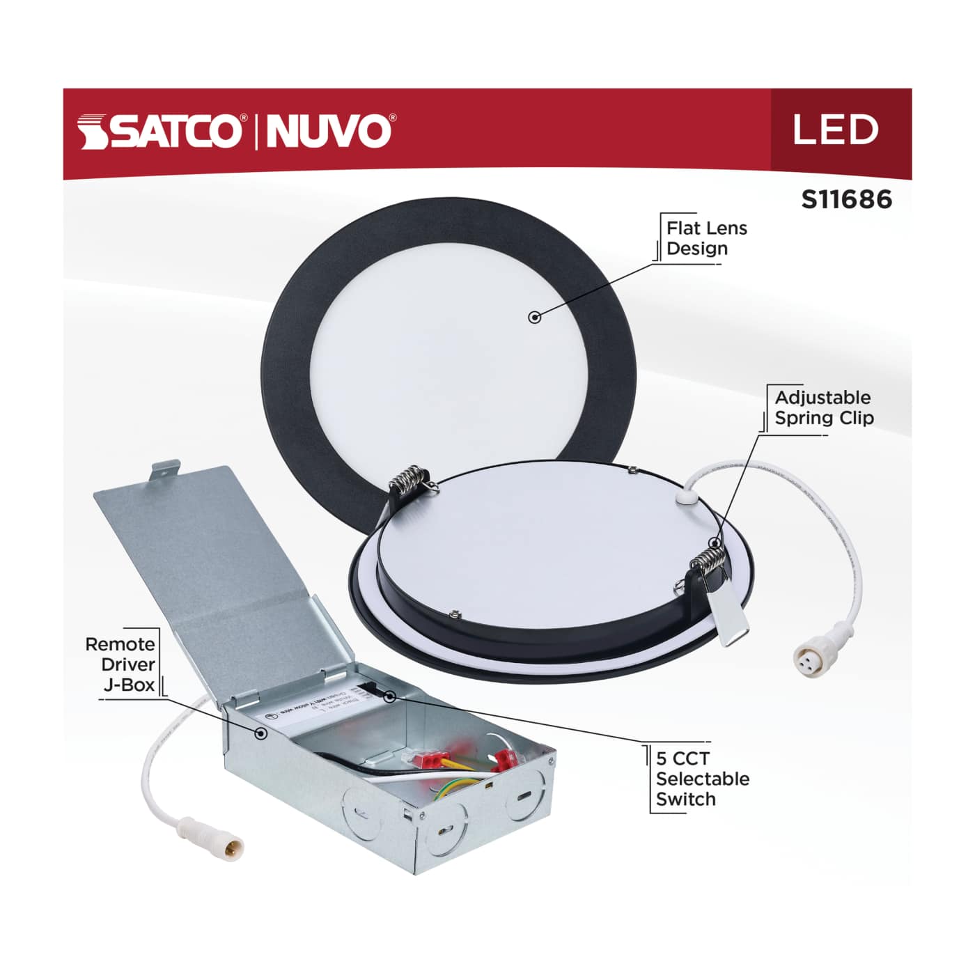 SATCO Satco S11686 11 watt LED direct wire performer series downlight 6 inch