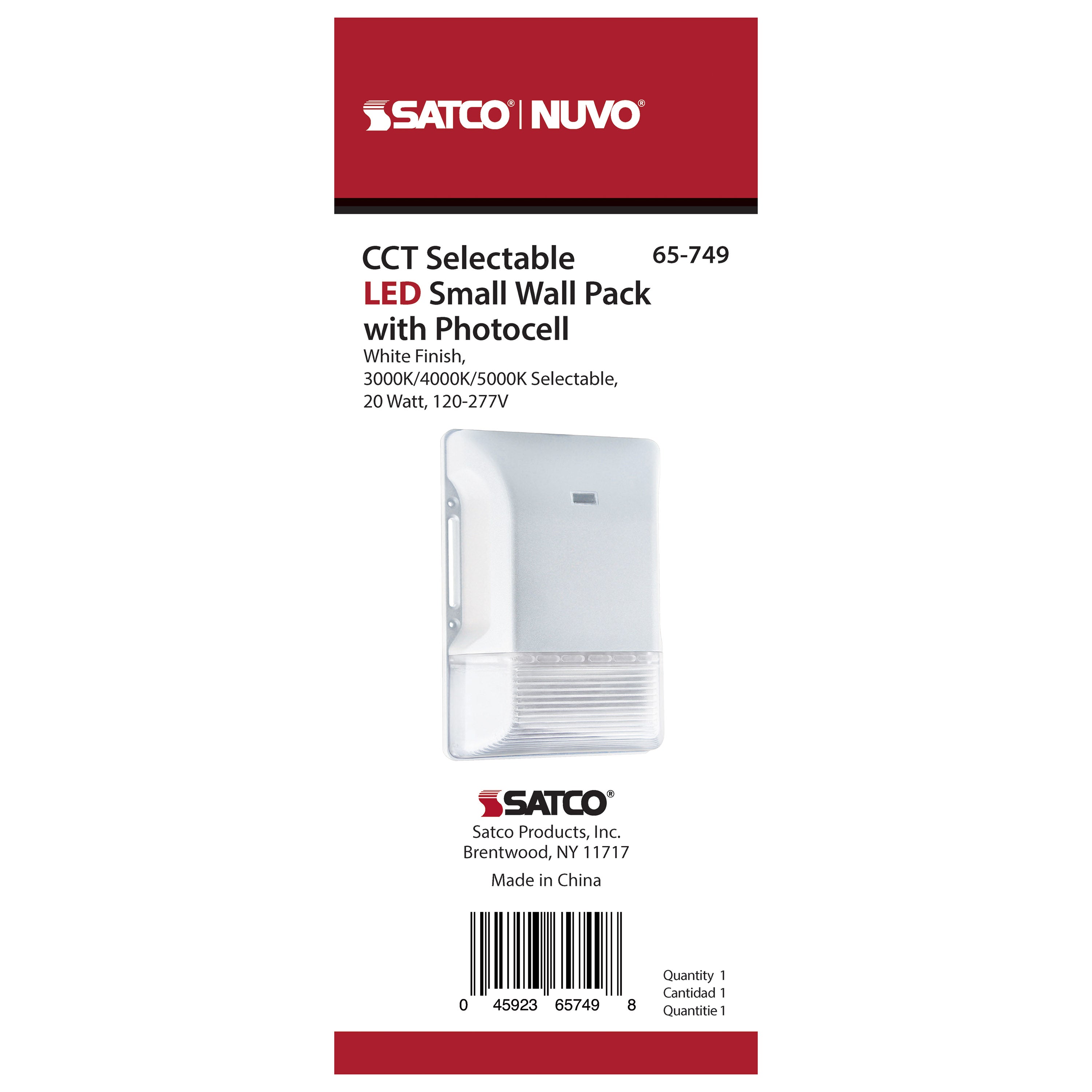 SATCO Satco 65-749 LED Small Wall Pack W/Photocel 20W 100 Beam Angle