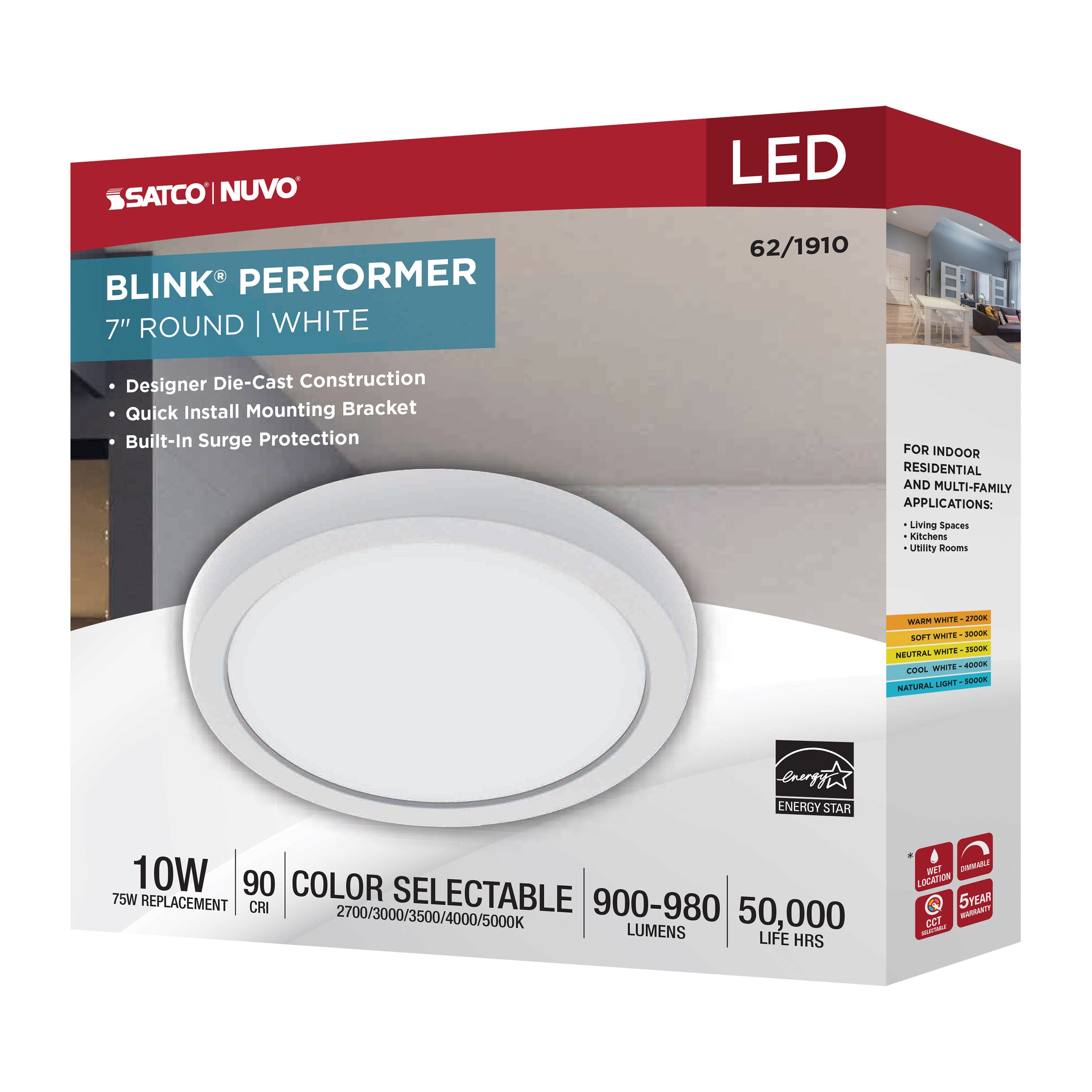 SATCO Satco 62-1910 Blink LED 7 inches Round 10W