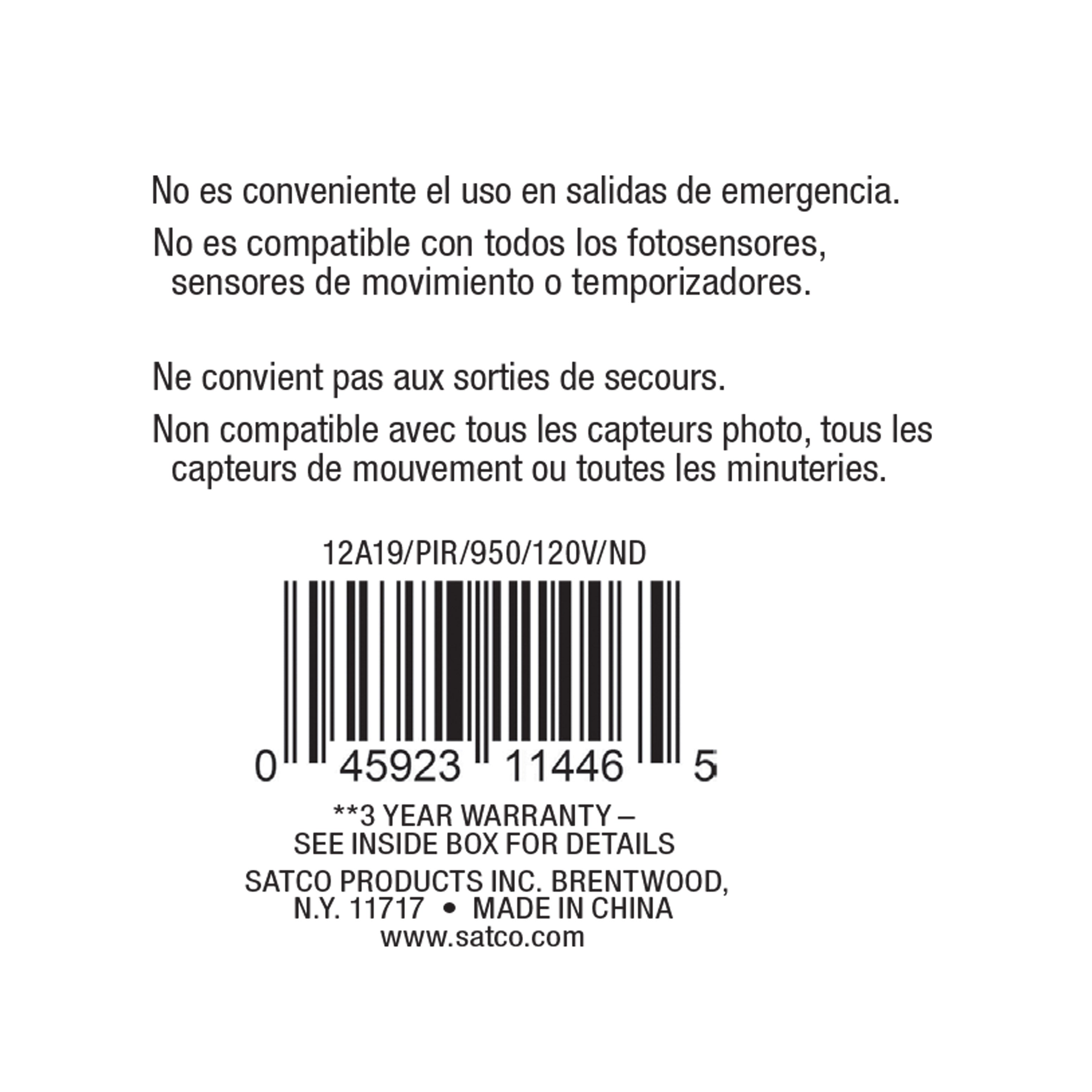 SATCO Satco S11446 Non-Dimmable Type A Lamp A19 Shape 12 W E26 Medium Base 20401357