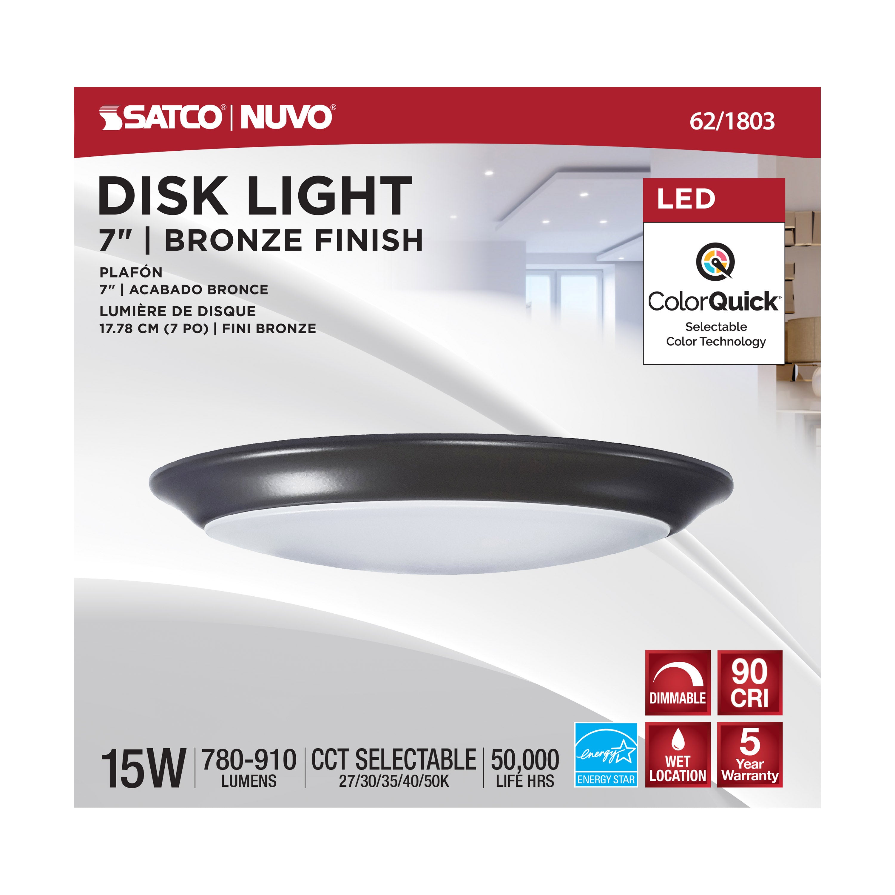 SATCO Satco 62-1803 7 inch LED Disk Light 15W