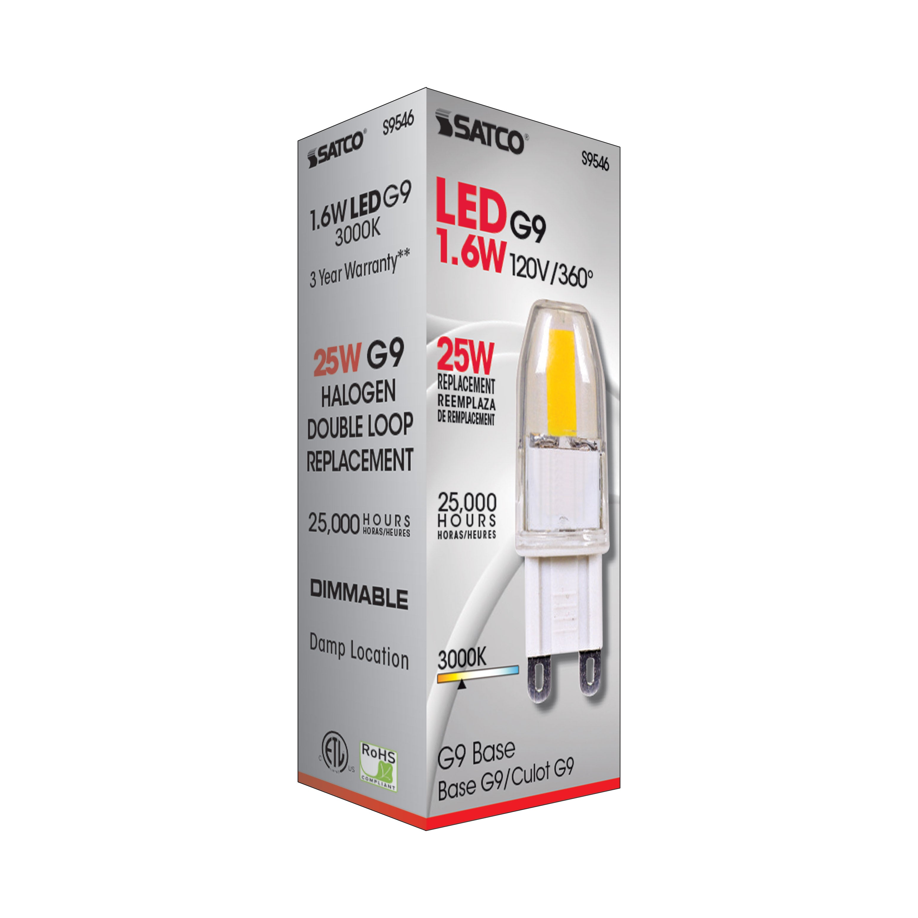 SATCO Satco S9546 mr led jcd led g9 base 1.6w 1.88 inch 360 degree