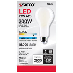 SATCO Satco S12452 A23 LED Lamp 21watt Medium Base