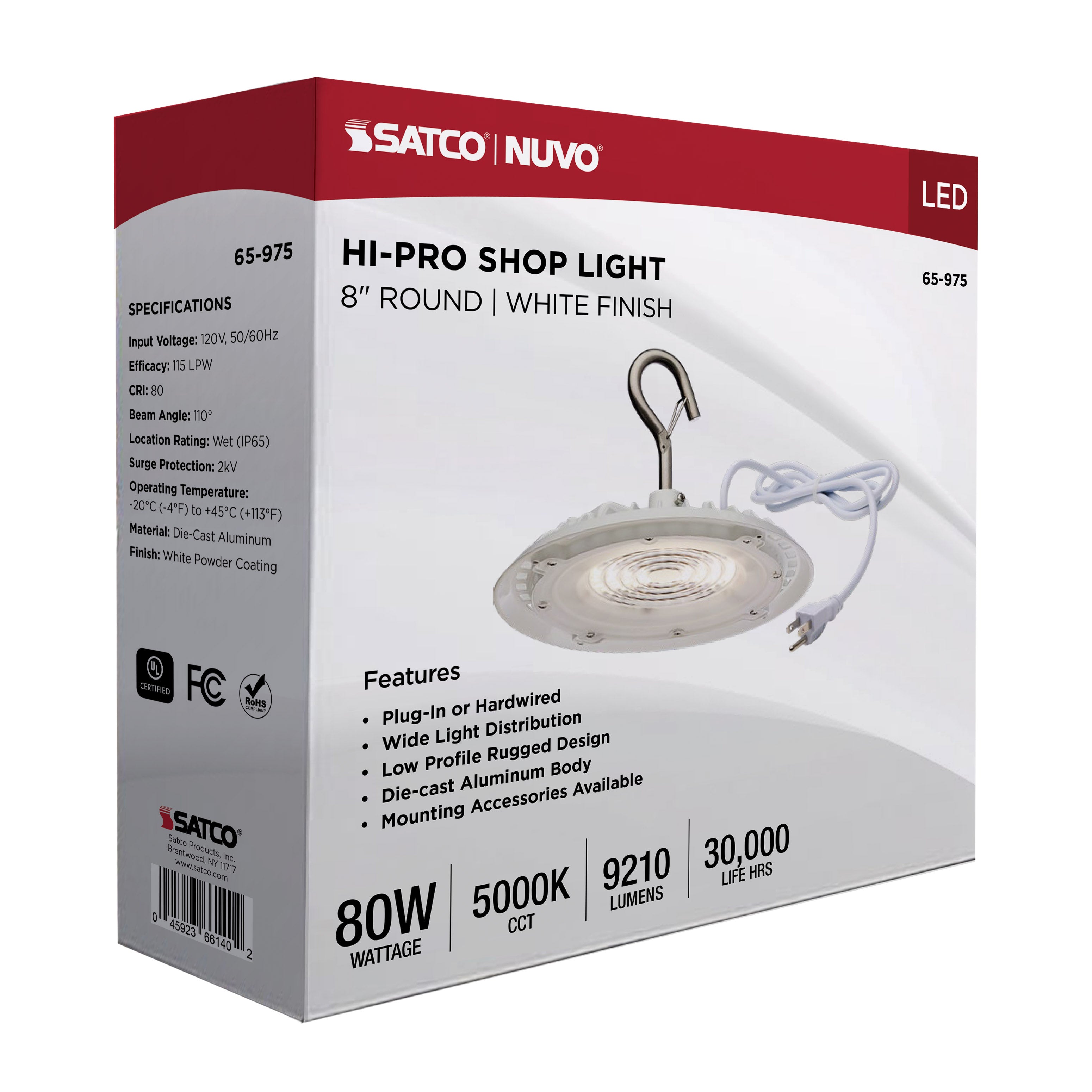 SATCO Satco 65/975 LED UFO Shop Light 80 Watt 8.27IN Diameter 65-975