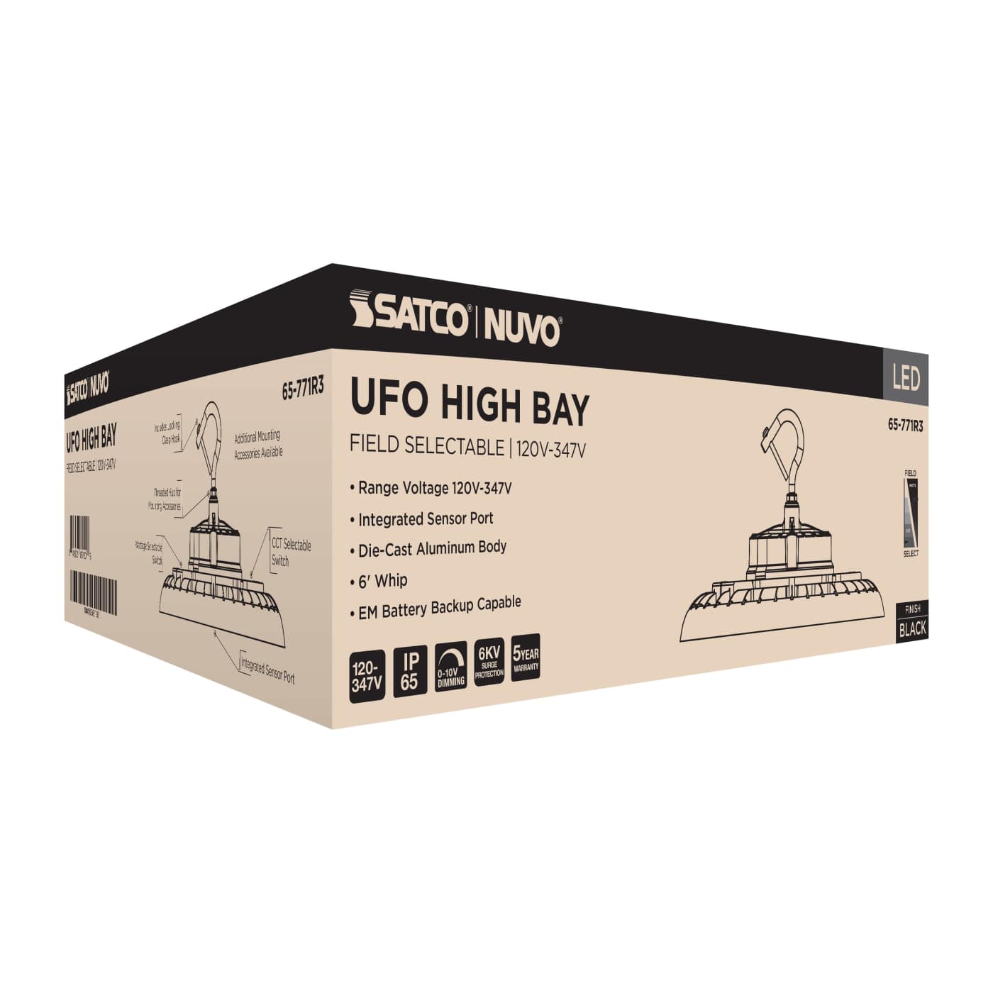 SATCO Satco 65-771R3 LED UFO Highbay CCT & Watt Adj 150W/175W/200W 90 65/771R3