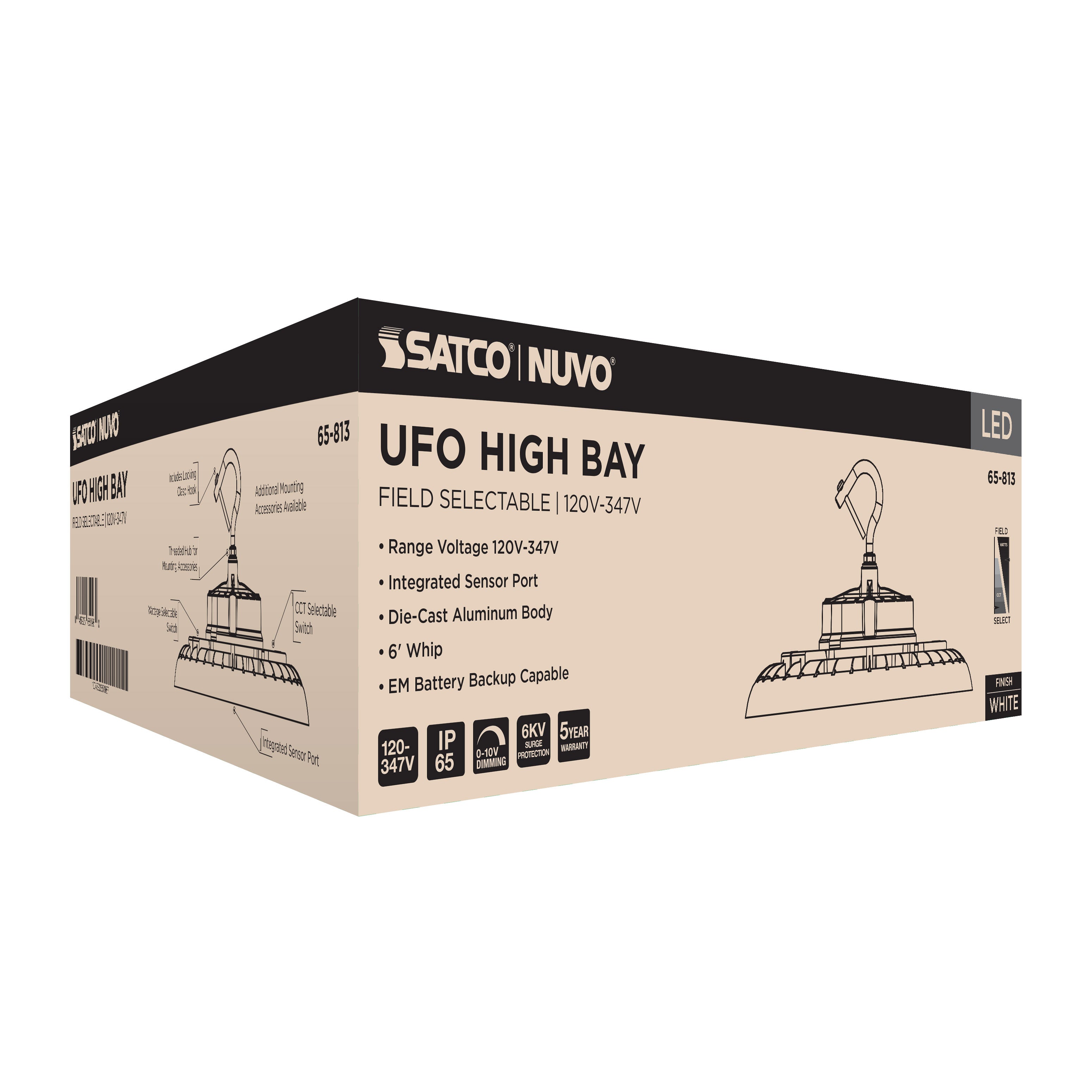 SATCO Satco 65-813 led ufo highbay cct & watt adj 150w/175w/200w 13.4 inch 90 degree