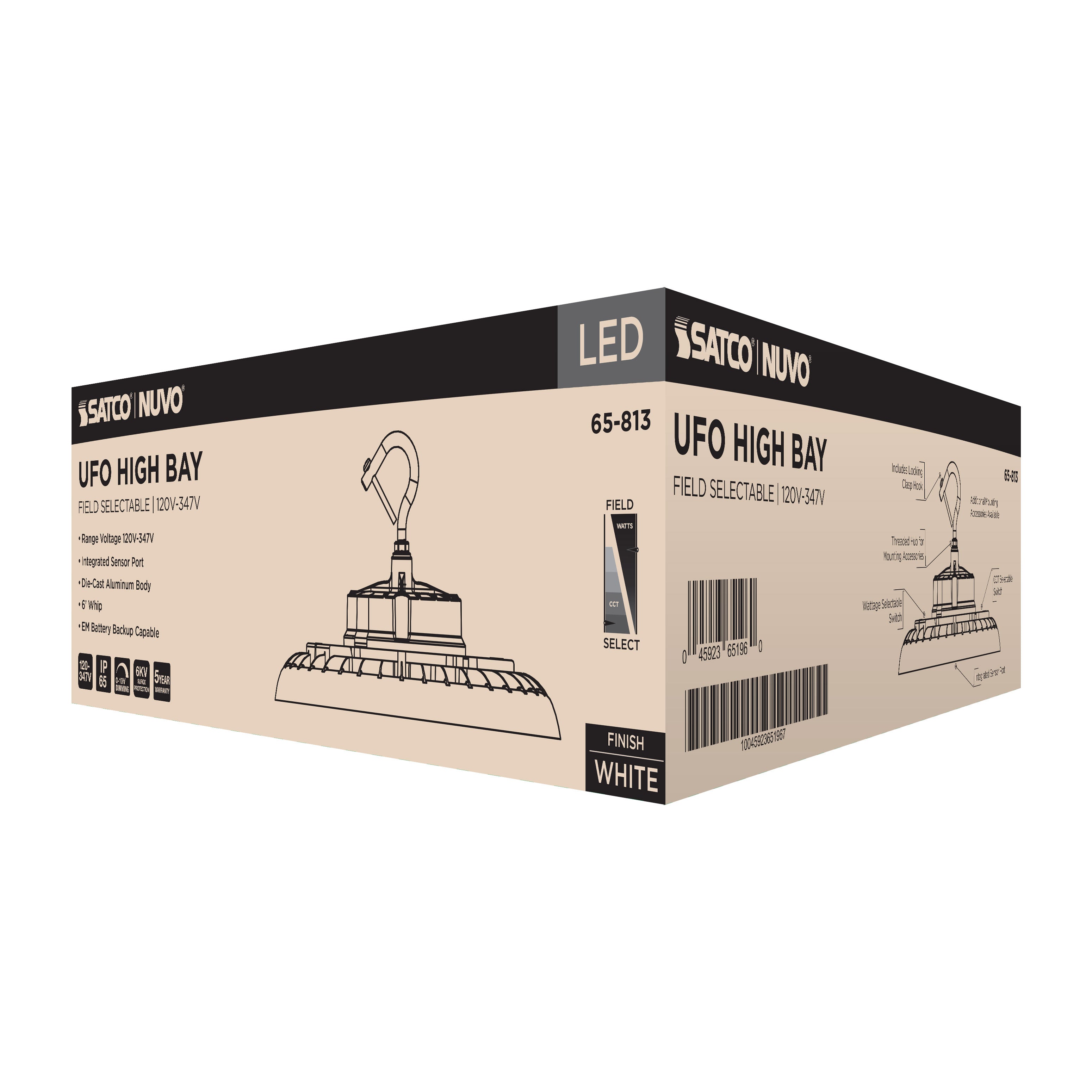 SATCO Satco 65-813 led ufo highbay cct & watt adj 150w/175w/200w 13.4 inch 90 degree