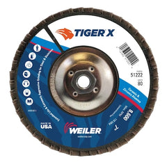 WEILER Weiler 51222 Tiger X Coated Abrasive Flap Disc 7 in Angled