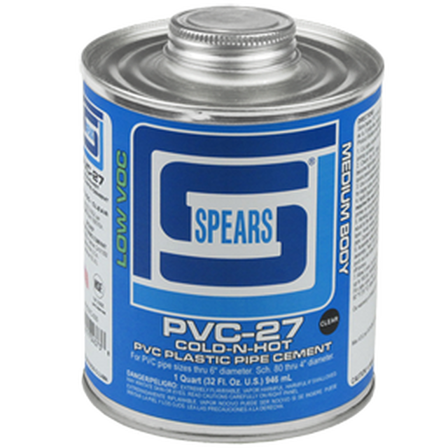 SPEARS Spears PVC27C-030 Quart PVC-27 Med Body Clear PVC 1 Quart