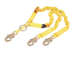 3M 3M 7100220854 dbi-sala shockwave2 polyester tubular web twin-leg 100% tie-off rescue shock-absorbing lanyard with d-ring for srl or rescue at center with snap hooks at ends 6 feet and 1244455