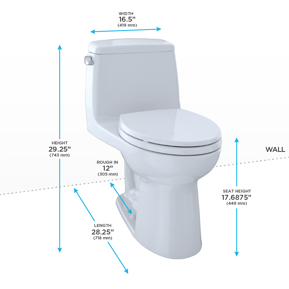 TOTO Toto MS854114EL#01 Eco Ultramax ADA Elongated One Piece Toilet 1.28 GPF