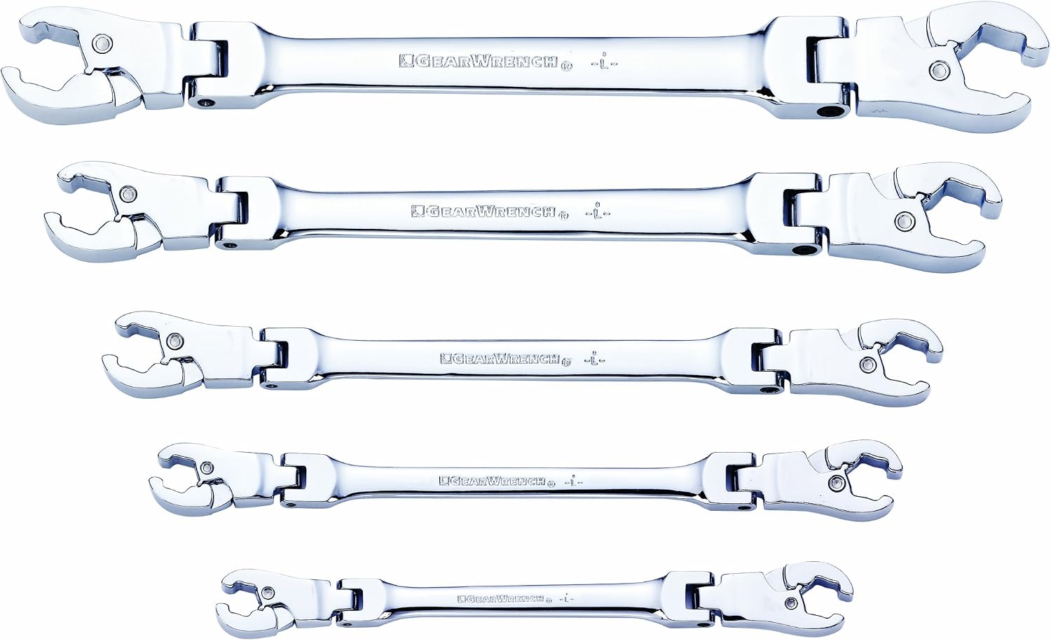 GEARWRENCH Gearwrench 89100 5 Pc. Ratcheting Flex Head Flare Nut Wrench Set SAE