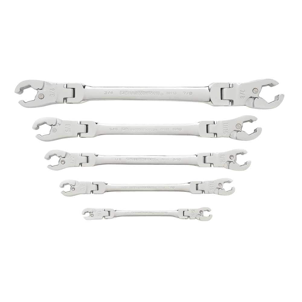 GEARWRENCH Gearwrench 89100 5 Pc. Ratcheting Flex Head Flare Nut Wrench Set SAE
