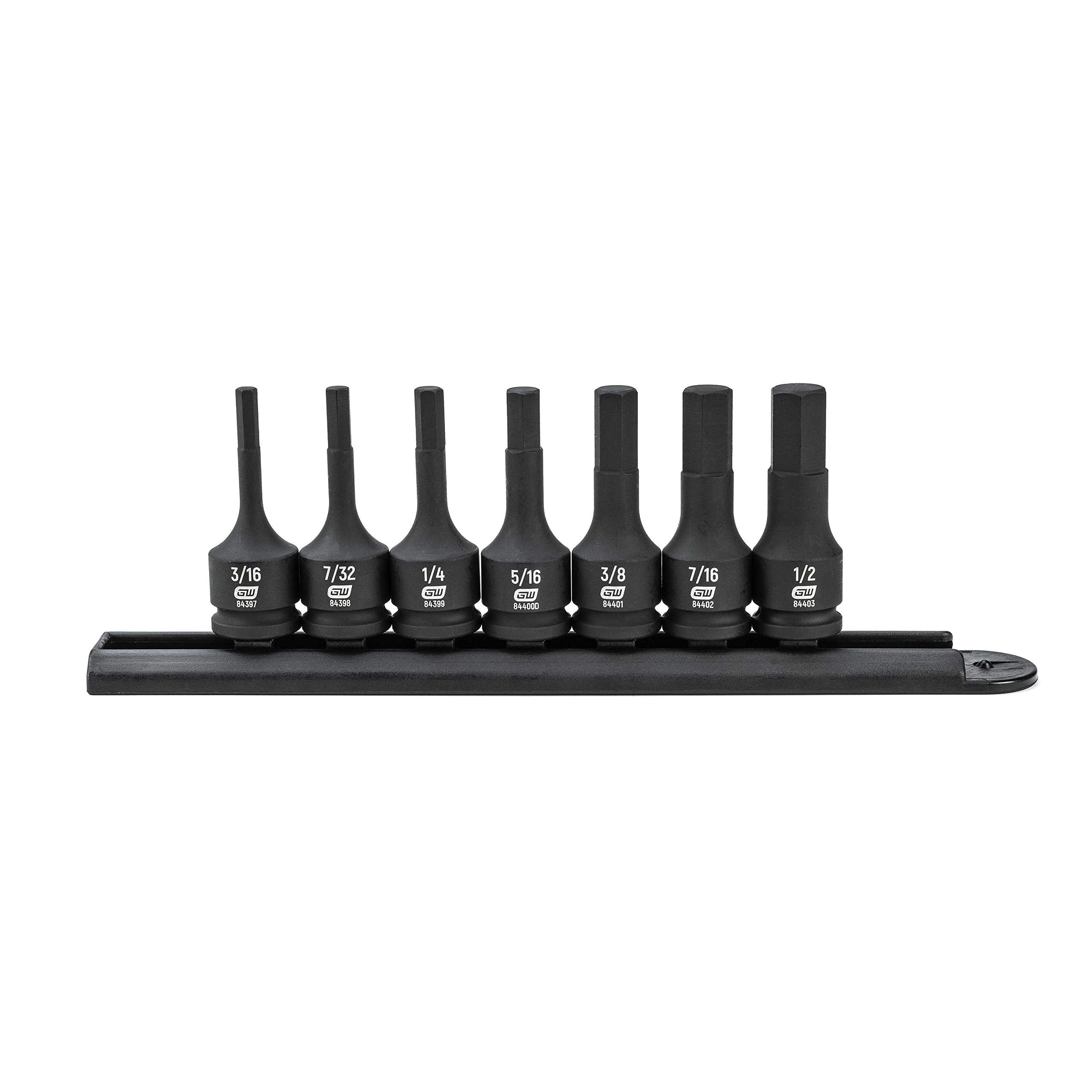 GEARWRENCH Gearwrench 84913 set hex bit impact socket sae 7 piece 3/8 inch drive