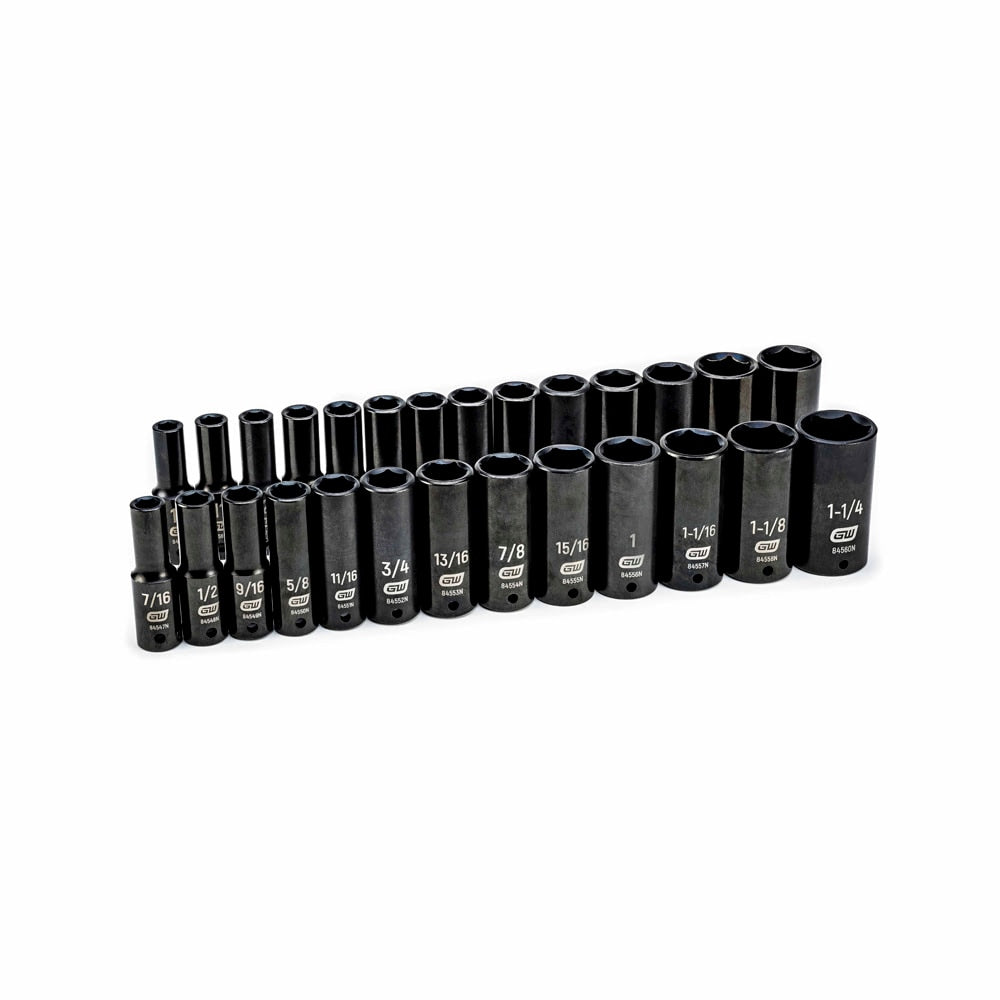 GEARWRENCH Gearwrench 84949N 27 pc. 1/2 inches drive 6 pt. impact socket set, deep, SAE/metric