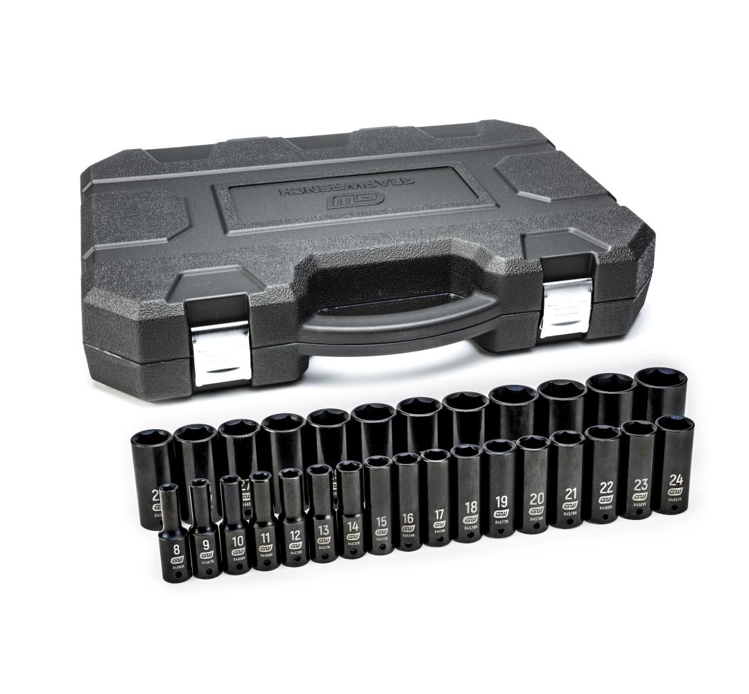 GEARWRENCH Gearwrench 84935N 29 pc. 1/2 inches drive 6 pt. impact socket set, deep, metric