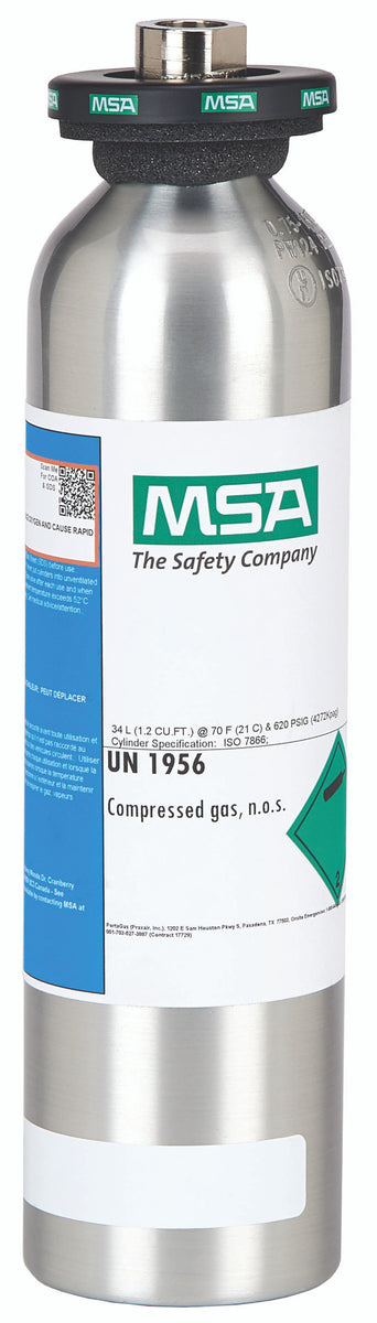 MSA SAFETY Msa Safety 10150595 calibration testing gas 116 l 1.45% ch4 15% o2 60 ppm co 20 ppm h2s