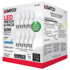 SATCO Satco S11461 A19 LED 9 watt 8-pack 60W equivalent