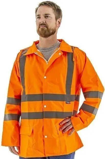 MAJESTIC Majestic 75-1351/M Hi Vis Waterproof Rain Jacket with Hood Medium