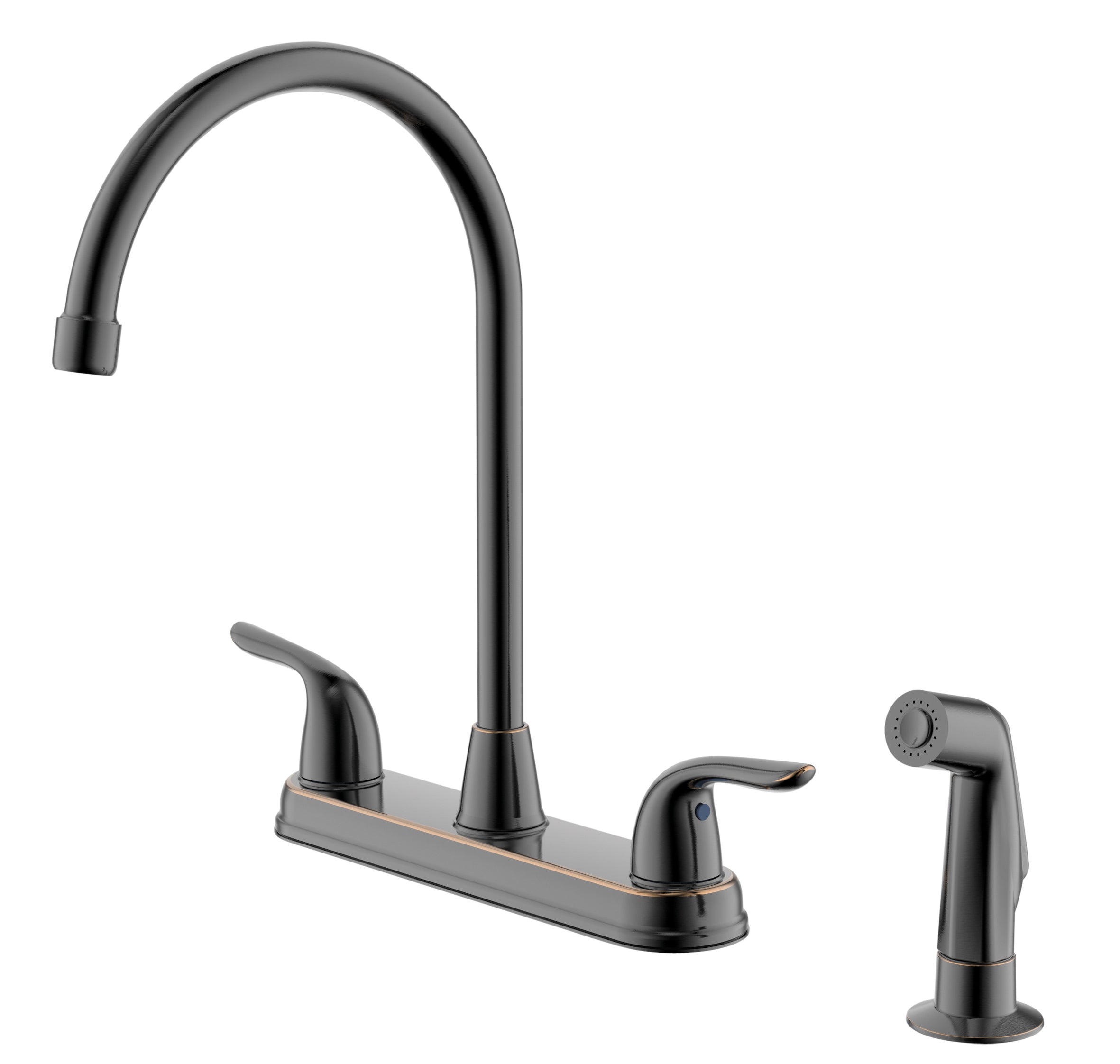 COMPASS Compass 192-6889 Noble Two Handle High Arc Kitchen Faucet with Side Spray 8 inches