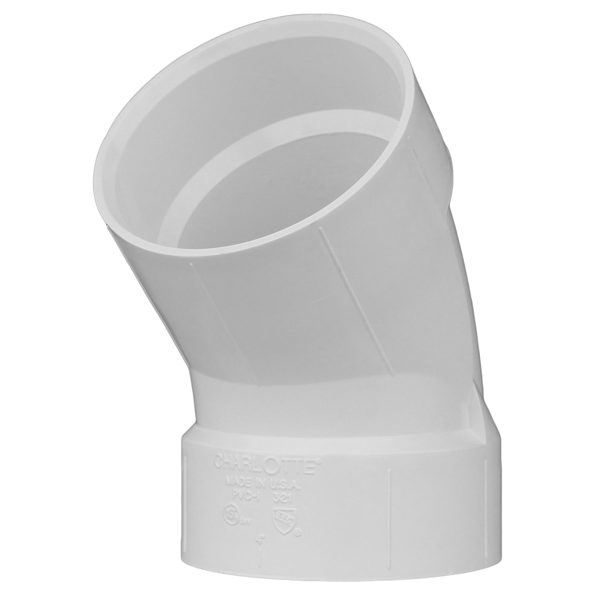 CHARLOTTE PIPE Charlotte Pipe PVC-321-4IN Pvc Dwv 45 Degree Elbow 4 in