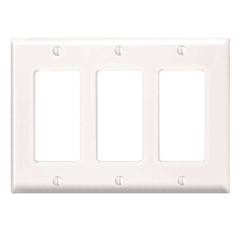 LEVITON Leviton PJ263-W 3-gang Decora Wallplate Midway Nylon White